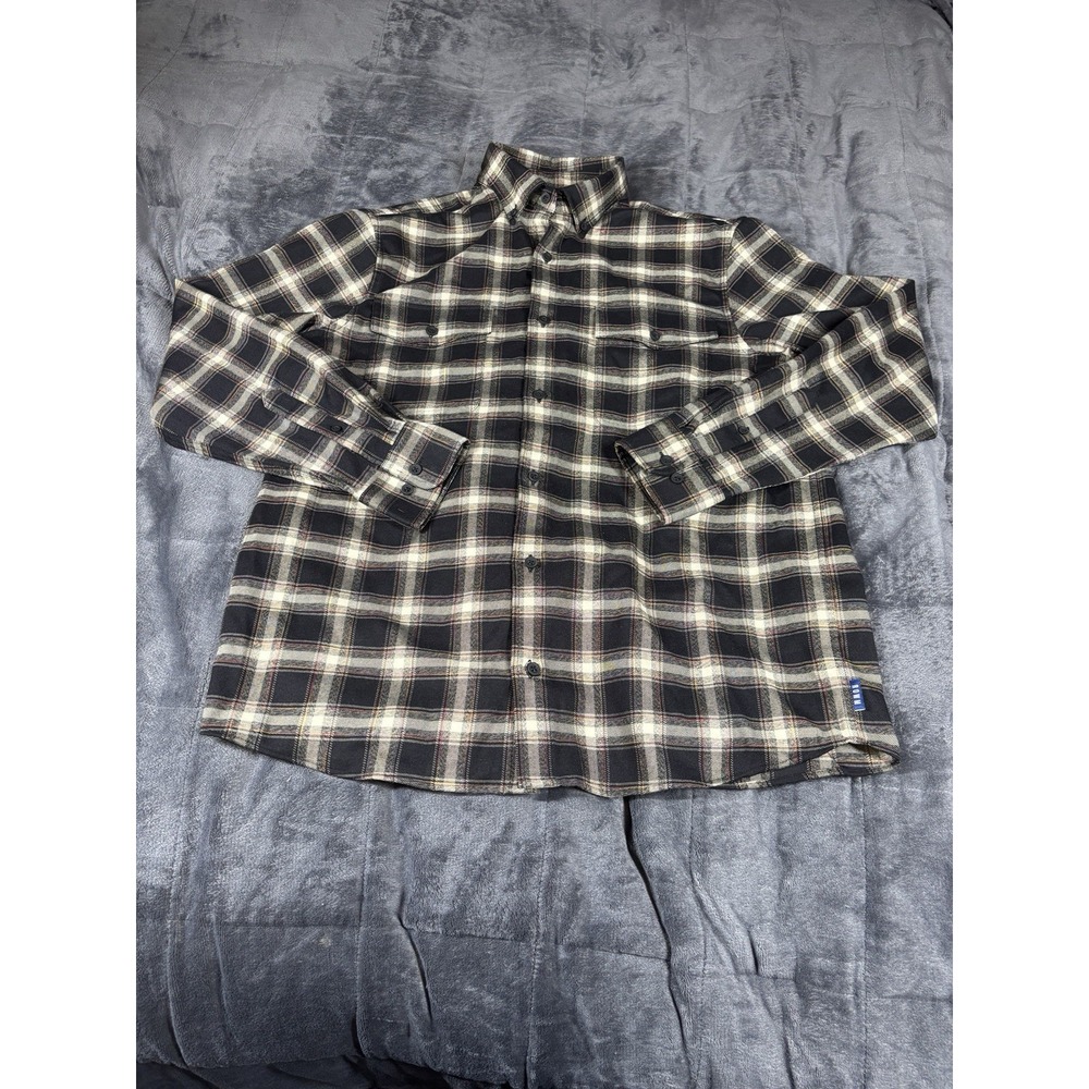 ROWM  Mens Black Plaid Flannel Button Up Size L Skater‎ Grunge